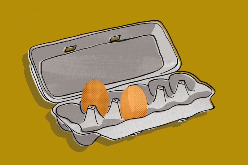 An illustration of a carton of eggs.