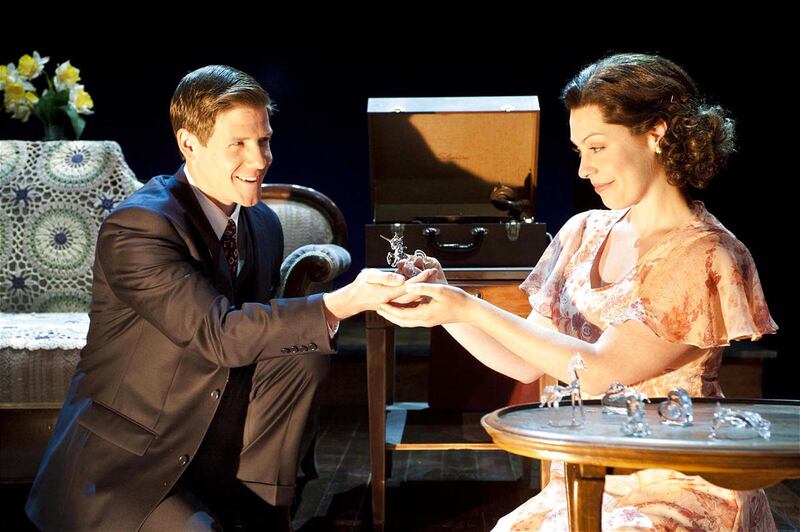 Jim O'Connor (Jeb Burris) and Laura Wingfield (Sara J. Griffin) in the festival's production of "The Glass Menagerie."
