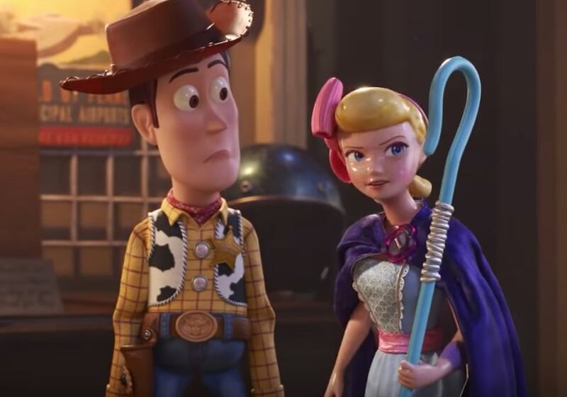 Woody and Bo Peep in “Toy Story 4."