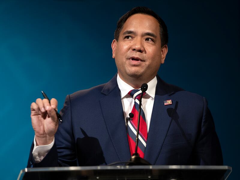 Utah Attorney General Sean Reyes answers a question during a debate on Oct. 21, 2020.