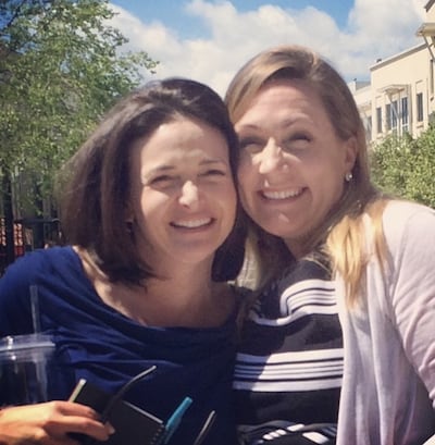 Amy Antonelli, right, is pictured with Facebook COO Sheryl Sandberg, left.