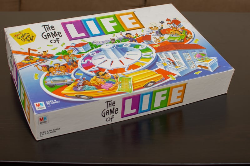 The Hasbro game of Life is pictured.