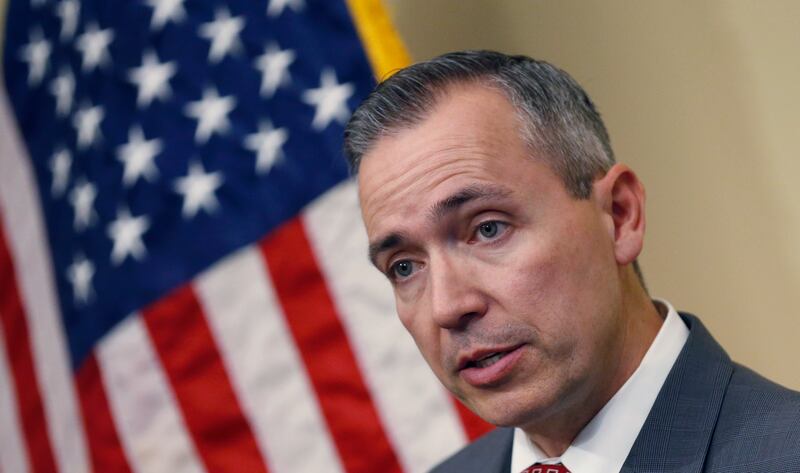 Sen. Dan McCay, R - Riverton, speaks during a news conference Thursday, Jan. 24, 2019, in Salt Lake City.