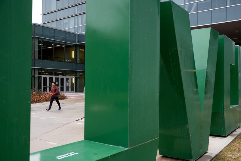 Students walk through campus at Utah Valley University in Orem on Jan. 10, 2023.