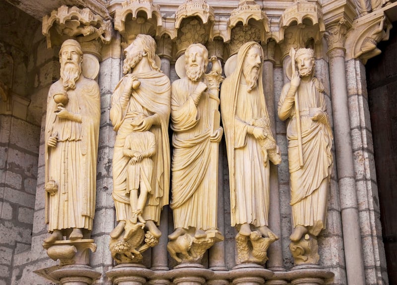 The Chartres Cathedral in Chartres, France, features statues of Melchizedek, Abraham, Moses, Samuel and David, all Old Testament figures who are types of the Savior, Jesus Christ.