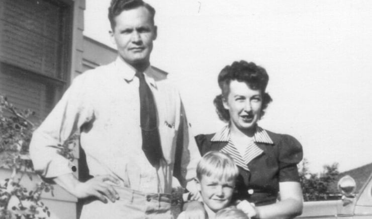 Young Jeffrey R. Holland, front, with his family circa 1944.