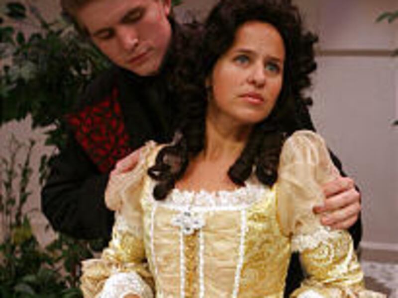 Brent Wesson as Chauvelin and Marilyn Bingham as Marguerite in Payson Community Theatre Company's production of 'The Scarlet Pimpernel.'