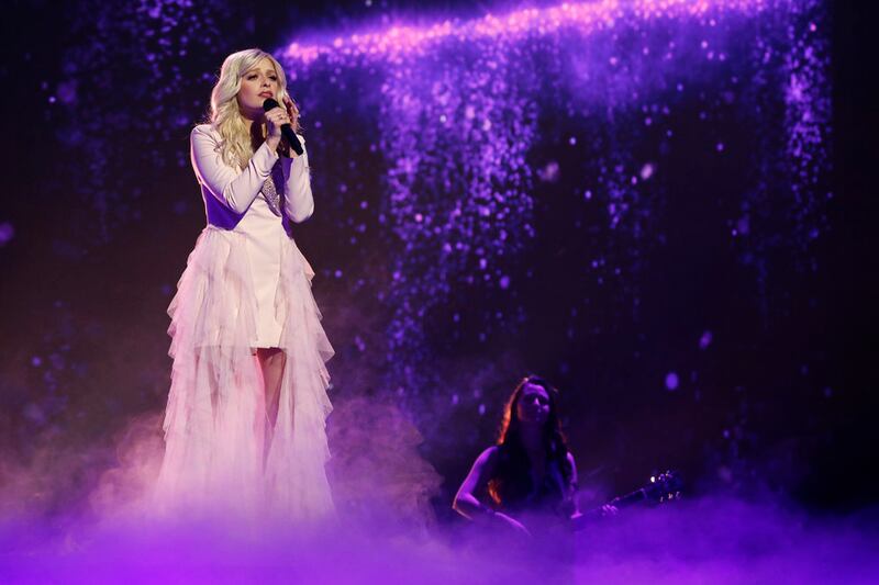 Country-pop singer Savannah Keyes performs on “American Song Contest.”