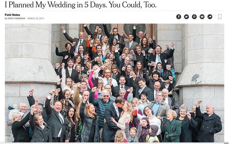 Lauren Hardman was featured in the New York Times after planning her wedding in five days.