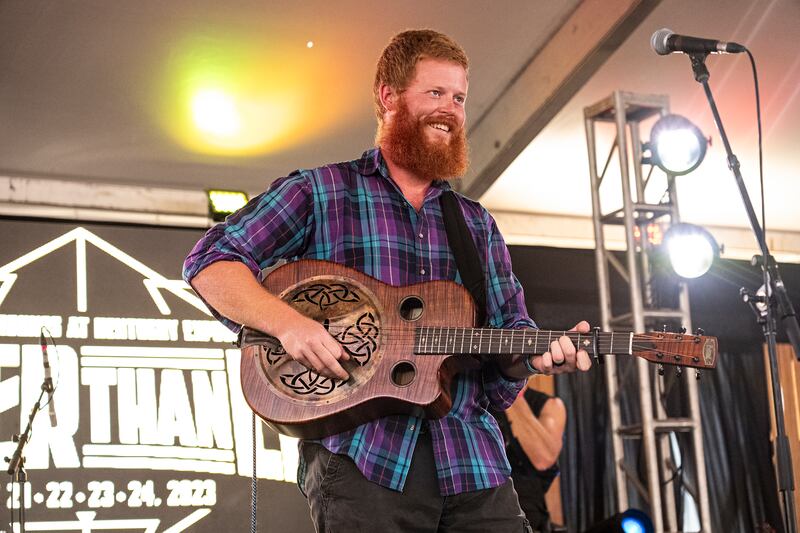 Oliver Anthony performs during Louder Than Life Music Festival at Highland Festival Grounds in Louisville, Kentucky.