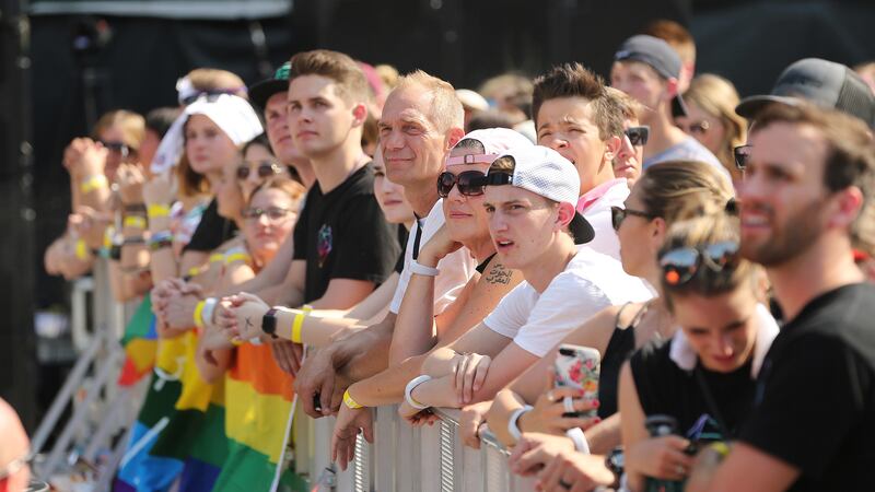 Attendees listen to music during the LoveLoud music festival in Salt Lake City on Saturday, July 28, 2018.