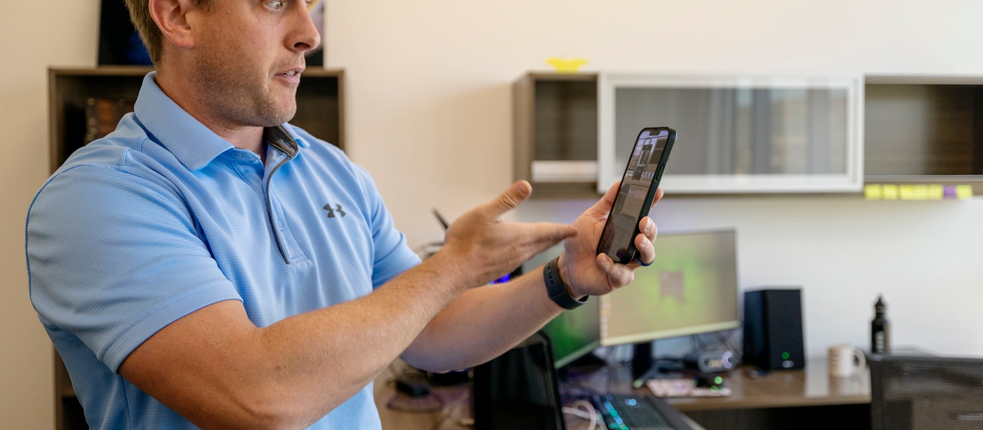 Jon Cheney, CEO of Seek, shows off some of the company’s software during an interview in Lehi on Monday, April 18, 2022.