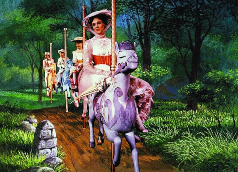 Julie Andrew, center, in a scene from the film "Mary Poppins."