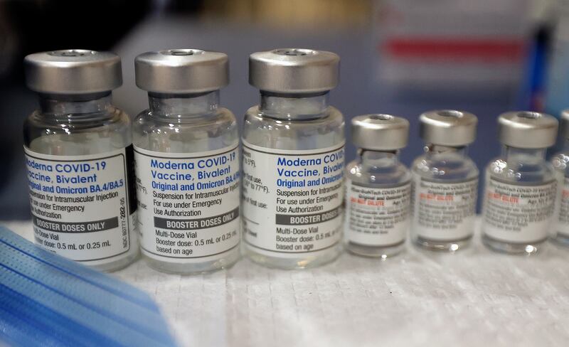 Vials of the COVID-19 bivalent booster are pictured at a vaccine clinic in Taylorsville on Nov. 9, 2022.