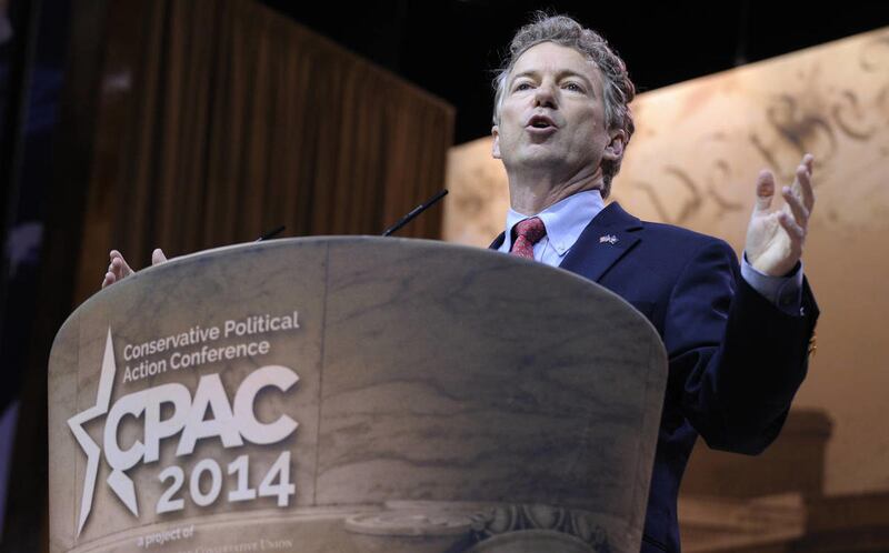 Sen. Rand Paul, R-Ky., speaks at the Conservative Political Action Committee annual conference in National Harbor, Md., in this Friday, March 7, 2014 file photo.