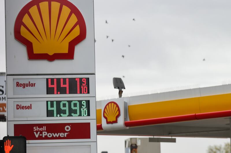 The price of regular gasoline price is $4.41 per gallon at a Shell in Salt Lake City on Monday, April 11, 2022.
