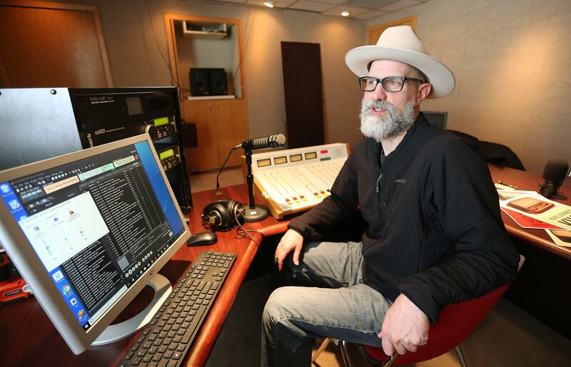 Bad Brad Wheeler, 99.9 KUAA’s program director, at the station’s studio in Salt Lake City on March 29, 2018.