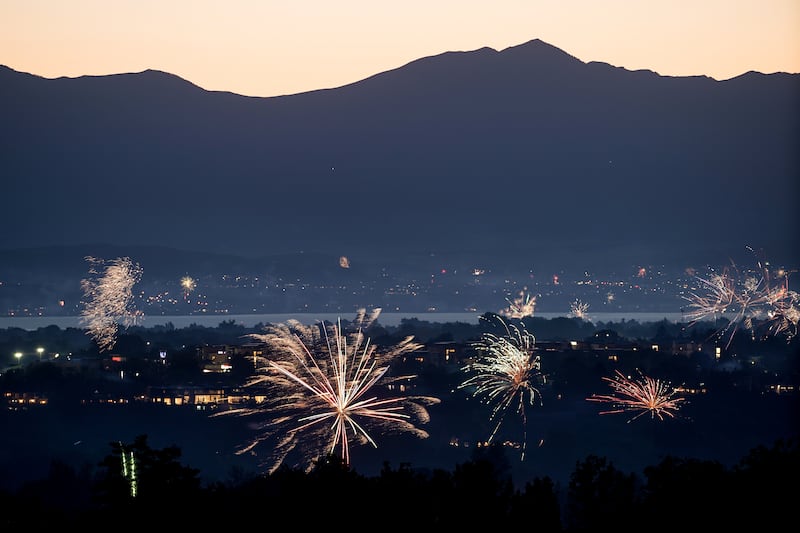 Amateur fireworks are seen from Rock Canyon Park in Provo on Saturday, July 4, 2020.
