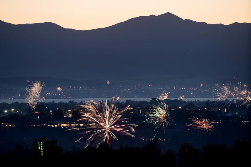 Amateur fireworks are seen from Rock Canyon Park in Provo on Saturday, July 4, 2020.