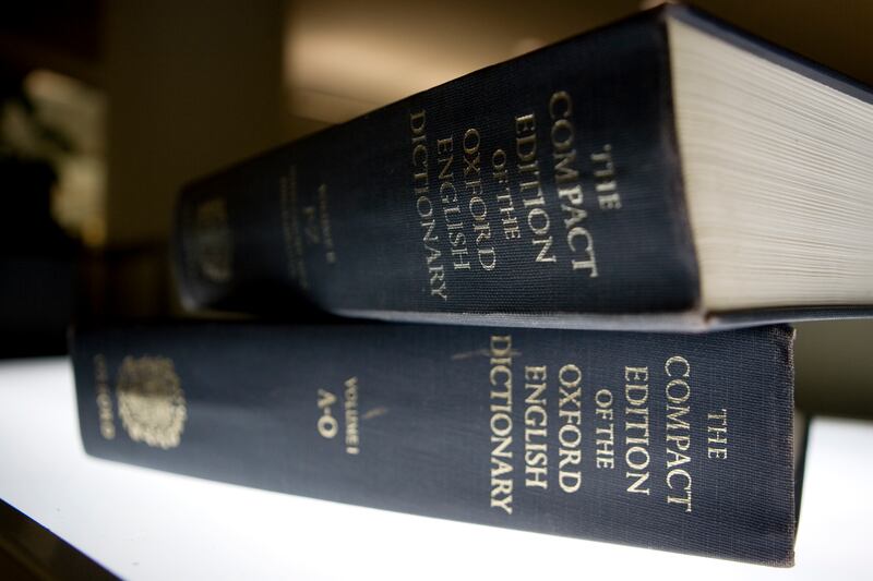 An Oxford English Dictionary is shown at the headquarters of the Associated Press in New York.