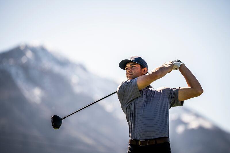 BYU golfer Peter Kuest eyes a shot. The Cougars open NCAA regional play Tuesday, May 14, 2019.