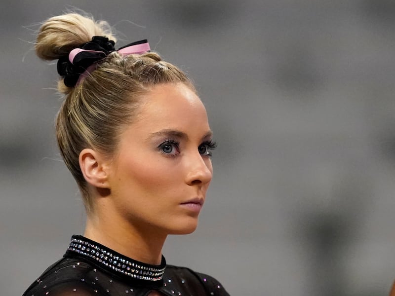 MyKayla Skinner warms up before the start of the U.S. Gymnastics Championships.