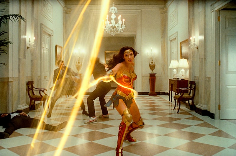 This image released by Warner Bros. Entertainment shows Gal Gadot in a scene from “Wonder Woman 1984.”