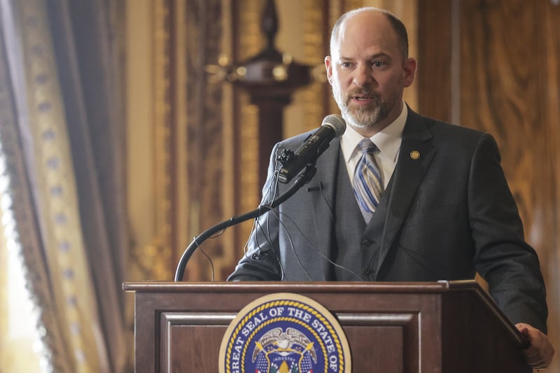 State Sen. Daniel Thatcher, R-West Valley City, speaks before Gov. Spencer Cox and Lt. Gov. Deidre Henderson ceremonially sign SB171 and other bills focused on law enforcement and mental health issues at the Capitol in Salt Lake City on Tuesday, April 12, 2022.