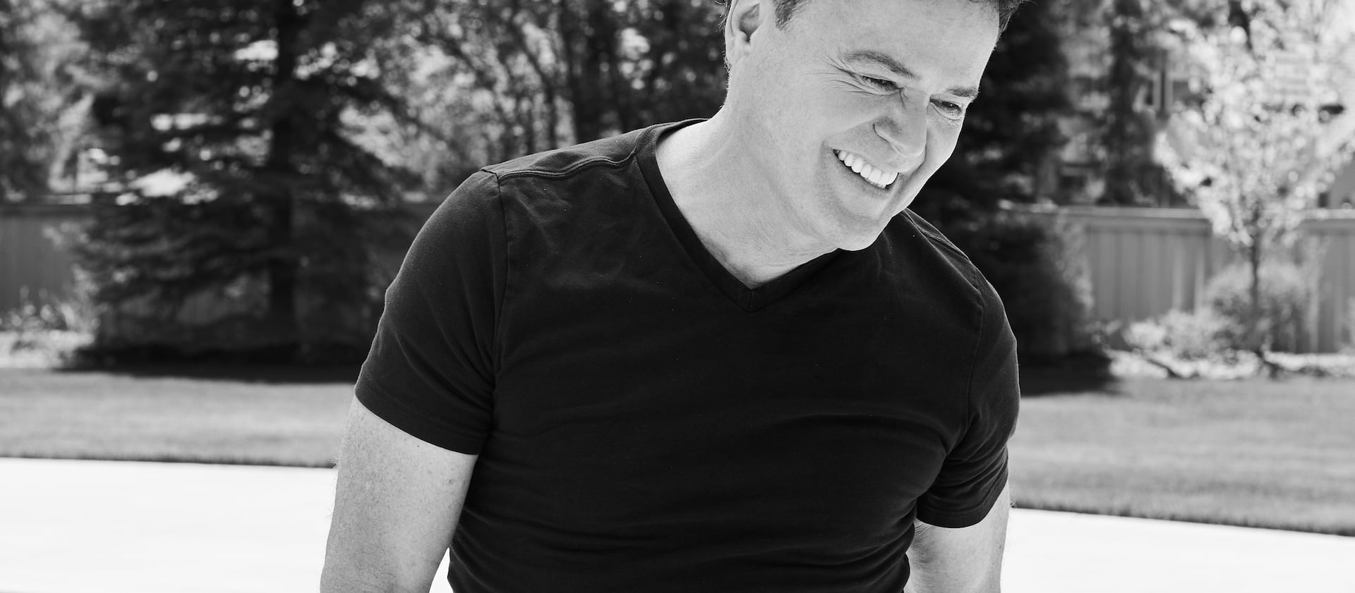 Donny Osmond smiles by his pool at his home in Provo, Utah.