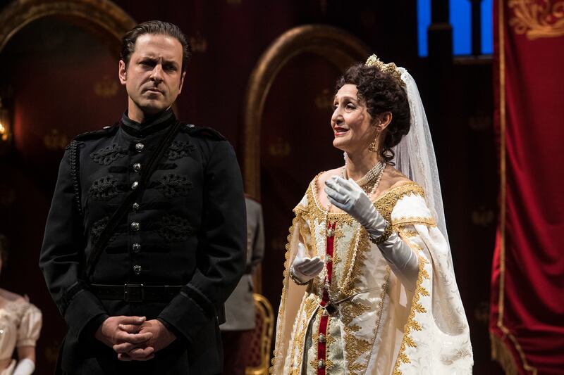Quinn Mattfeld (left) as Hamlet and Jacqueline Antaramian as Gertrude in the Utah Shakespeare Festival’s 2019 production of "Hamlet."
