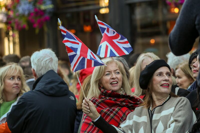 People queue to enter St Giles’ Cathedral to pay their respects to the late Queen Elizabeth II in Edinburgh on Monday.