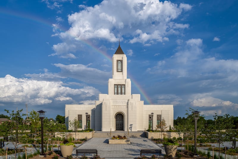 The Wichita Kansas Temple on a cloudy day.