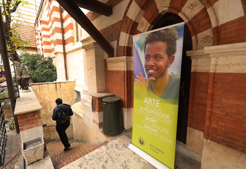 A refugee attends classes at St. Paul's Within the Walls Episcopal Church in Rome, Italy on Thursday, March 7, 2019. The Church of Jesus Christ of Latter -day Saints partners with the Catholic church to help refugees.