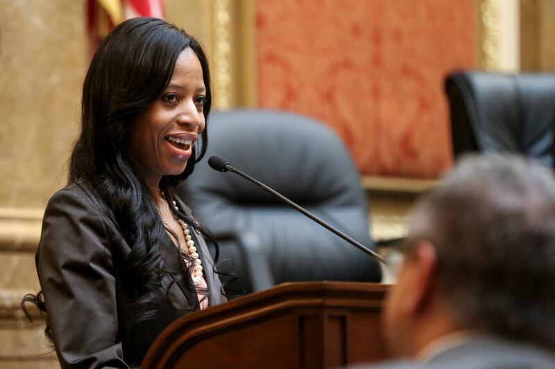 Former Rep. Mia Love, R-Utah, speaks on the floor of the Utah House of Representatives.