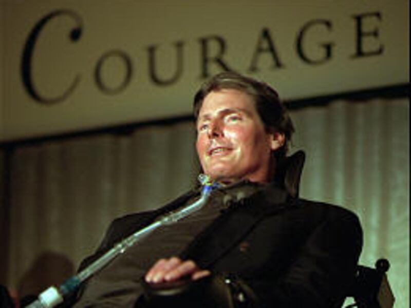 Christopher Reeve accepts the 1996 National Courage Award. He directed "The Brooke Ellison Story."