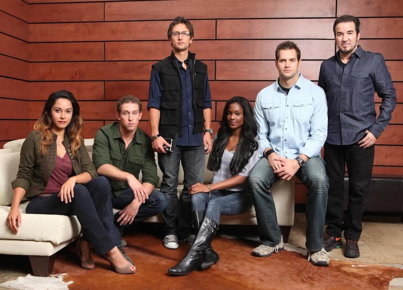Jael De Pardo, left, Austin Porter, Devin Marble, Lanisha Cole, Ben Hansen and Bill Murphy attempt to prove or disprove paranormal events in “Fact or Faked: Paranormal Files.”