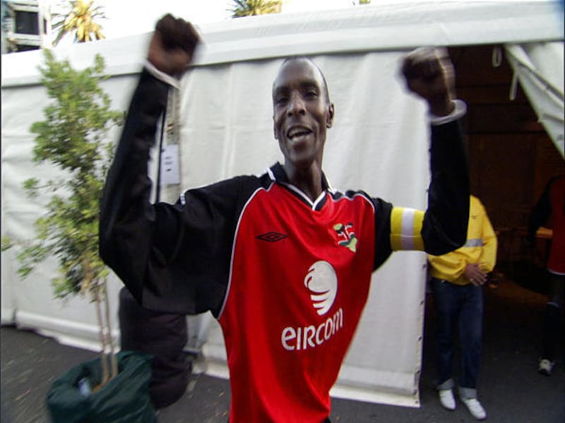 Alex Mwabi with the Kenyan team competes in the Homeless World Cup in documentary "Kicking It."