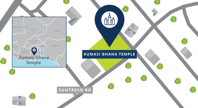 A map of the Kumasi Ghana Temple site.