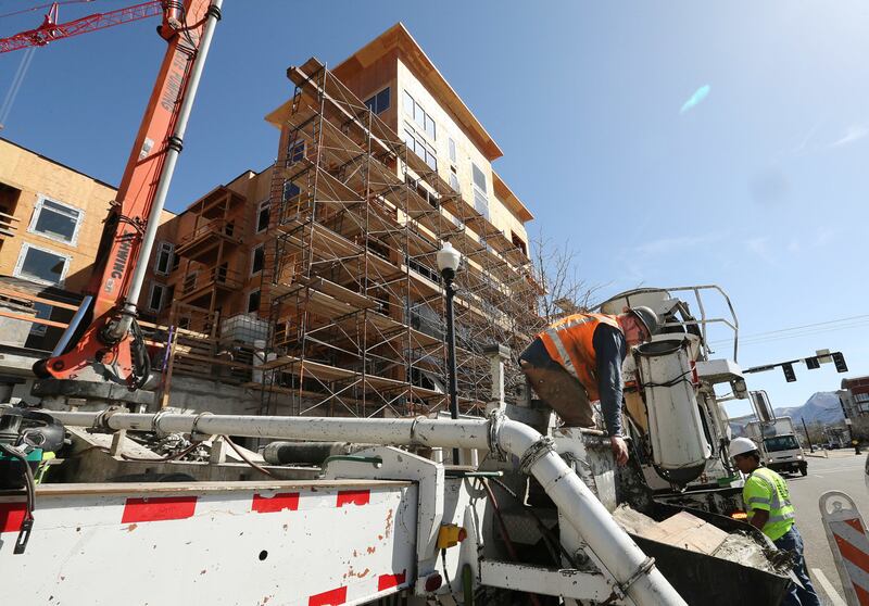 Housing construction continues 400 S. and 400 E. in Salt Lake City on Tuesday, April 3, 2018.