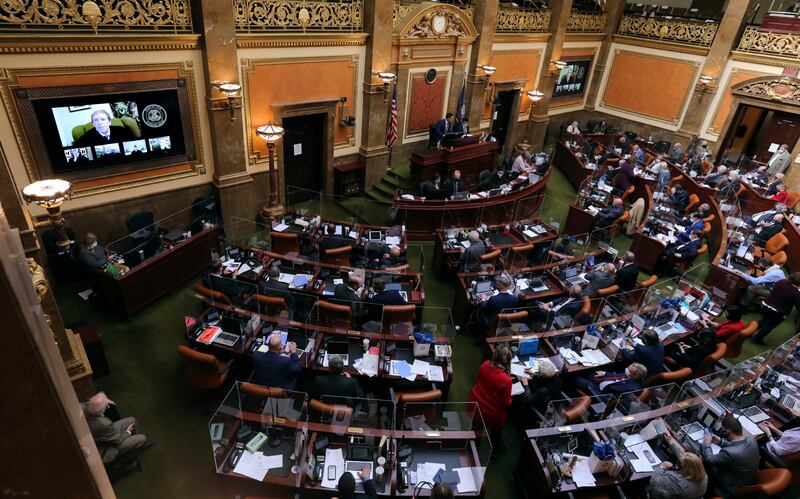 Utah Supreme Court Chief Justice Matthew B. Durrant gives the annual State of the Courts address via Zoom to members of the Utah House of Representatives.