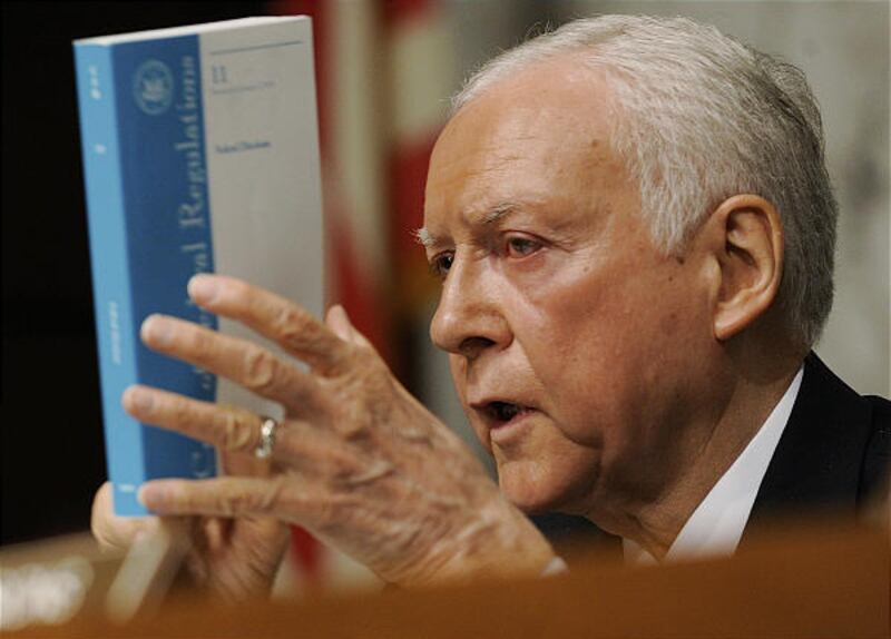 Senate Judiciary Committee member Sen. Orrin Hatch, R-Utah, questions Supreme Court nominee Elena Kagan on Capitol Hill in Washington, Tuesday, during her confirmation hearing before the committee.