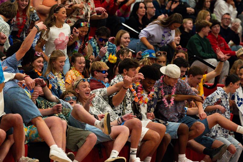 Alta’s student section reacts to a 3-pointer during the boys high school basketball game between Brighton and Alta.