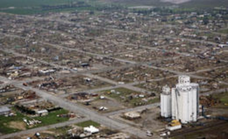 Widespread destruction shown in Greensburg, Kansas, Saturday. Most of this southwest Kansas town was destroyed by a tornado.
