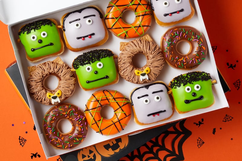 Krispy Kreme is saving Halloween from scares with new ‘Reverse Trick-or-Treating’ along with three NEW Scary Sweet Monster Doughnuts and a FREE doughnut for guests in costume Oct. 31.