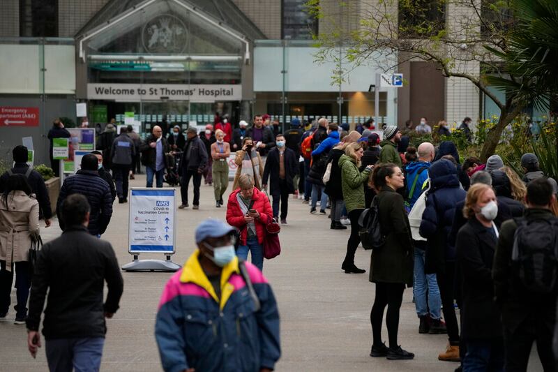 People at St Thomas’ Hospital, in London.