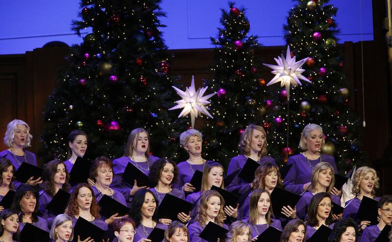 "Come, Thou Fount of Every Blessing" is part of the Mormon Tabernacle Choir's repertoire.
The choir is show here singing during the LDS Church First Presidency's Christmas devotional in Salt Lake City on Sunday, Dec. 4, 2016.