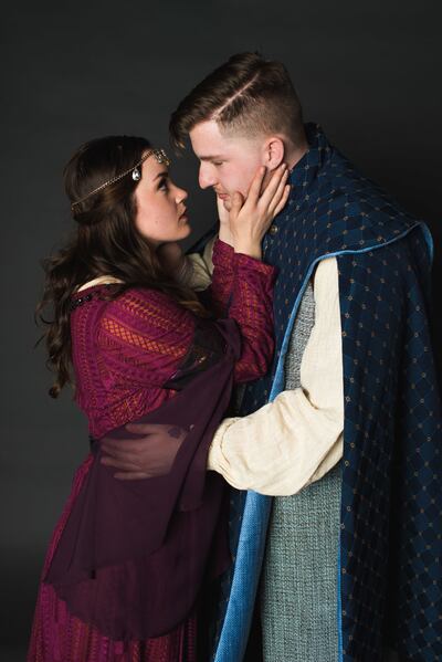 Amber Michelle Jones as Guenevere and Austin John Smith as Lancelot star in "Camelot" at CenterPoint Legacy Theatre.