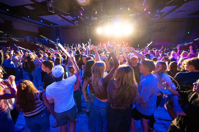 Students attend I-Night, part of the new student orientation activities at BYU-Idaho in Rexburg, Idaho, on Sept. 13, 2025.