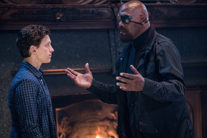 Tom Holland and Samuel L. Jackson star in Columbia Pictures' "Spider-Man: Far From Home."