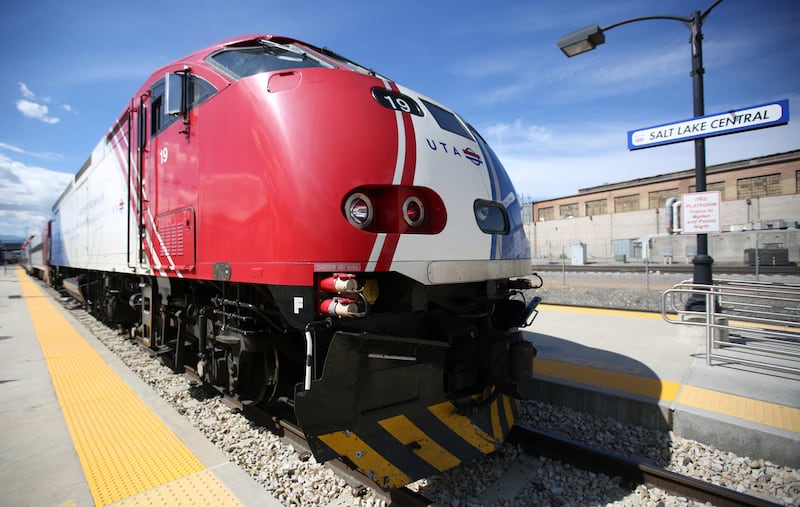 A FrontRunner train stops at the Salt Lake Central stop in Salt Lake City on Tuesday, June 19, 2018. Tickets to this summer’s Ogden Twilight concert series will double as Utah Transit Authority fare on FrontRunner, TRAX or buses the day of the show.